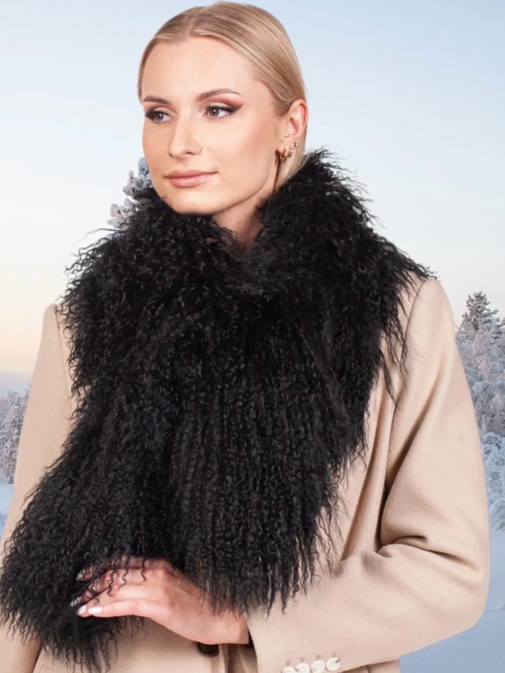 Genuine Mongolian Lamb Fur Scarf